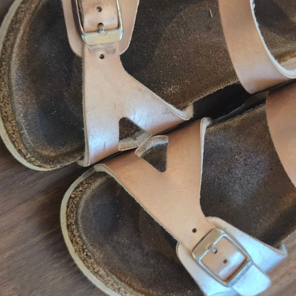 Birkenstock Rio Kids Rose Gold Metallic Leather Sandals Backstrap Shoes EU26/9C